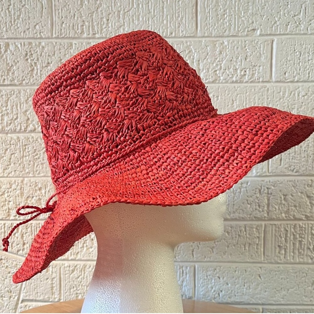 Talbots Wide Brim Straw Hat, Tangerine, One Size, NWT